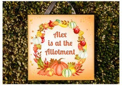 Add your own text to our Autumn Harvest Bespoke Square Metal or Wood Sign Handmade at www.honeymellow.com