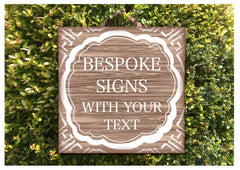 Add your own text to a rustic wood effect design in wood or metal custom-made at www.honeymellow.com