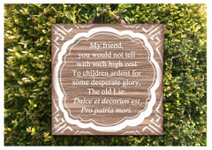 Add your own text to a rustic wood effect design in wood or metal custom-made at www.honeymellow.com