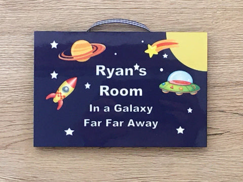 Outer Space Bedroom Door Sign with Personalised Option