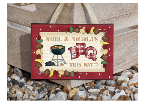BBQ THIS WAY Personalised sign