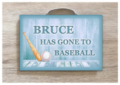 Gone to Baseball Metal or Wooden Personalised Sign