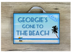 Blue Beach Signs: Add Your Own Text to our Wood or Metal Plaque