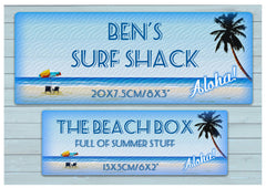 Blue Beach Signs: Add Your Own Text to our Wood or Metal Plaque