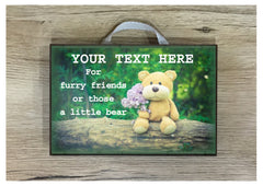 Bear room, door or wall personalised sign.  Handmade with your text at www.honeymellow.com 