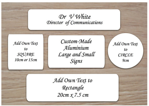 White Signs: Add Your Own Text Blank Metal Plaques - Small and Large Sign Sizes