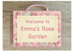 Add your own text to our blush rose metal or wood sign.  Handmade at www.honeymellow.com