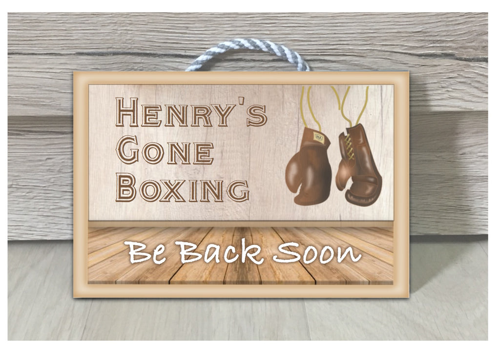 Gone Boxing Metal or Wooden Personalised Room Sign