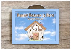 Bunny Heaven Personalised Metal Rabbit Hutch Sign