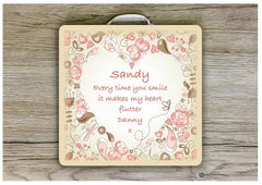 Butterfly heart sign with your own text in square wood or metal, handmade with love at www.honeymellow.com