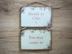 Double-Sided Blank Hanging Reversible Metal Signs in Floral Designs: Add Your Text