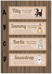 Cat name signs personalised at Honeymellow