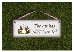 CAT HAS BEEN FED Double-Sided Personalised Sign at www.honeymellow.com