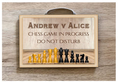 Playing Chess Do Not Disturb Personalised Sign Custom Made at www.honeymellow.com