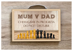 Playing Chess Do Not Disturb Personalised Sign Custom Made at www.honeymellow.com