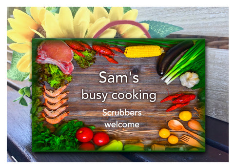 Add Text to our Kitchen Cook Wood Effect Blank Sign in Wood or Metal