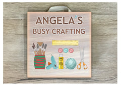 Handmade Personalised Craft Room or Art Room Sign in wood or metal at www.honeymellow.com 