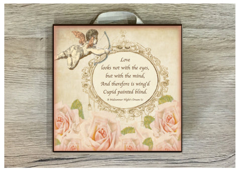 Cupid & Roses Shabby Chic Custom Made Personalised Sign