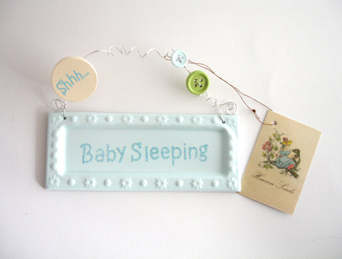 Baby Sleeping Door Sign in Pink or Blue