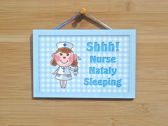 Shh! Nurse Sleeping Sign + Personalisd Custom Made Option: Buy Online at Honeymellow