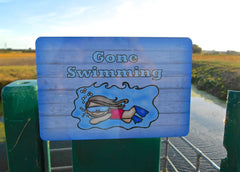 Gone Swimming Large Customised Hanging Sign at Honeymellow