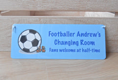Large & Small Personalised Handmade Hanging Football Sign. Buy online at www.honeymellow.com