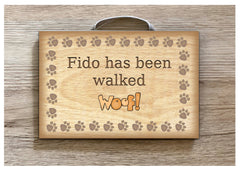 DOG Walked /Walking the Dog Rustic Sign: ADD TEXT to Wood Hanging Plaque