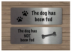 Dog fed not fed double-sided personalised sign at Honeymellow.com