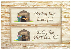 DOG HAS BEEN FED Double-Sided Personalised Sign at Honeyemllow