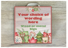 Christmas Festive Holiday Sign in Metal or Wood: Door, Room or Wall Plaque