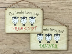 Sheep/Lambs have been fed / Not Fed Double-Sided Silver Sign