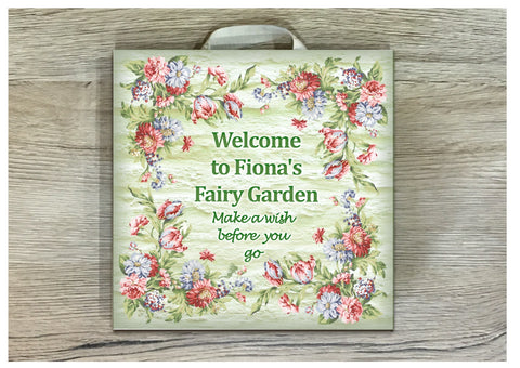 Add Your Own Text to Floral Fairy Sign in Wood or Metal