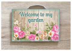 'I'm in the Garden' Rustic Floral Wood Effect Metal or Wooden Sign + Add Your Own Text