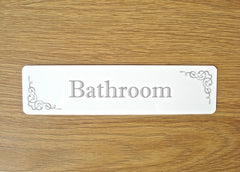 Flourish Brushed Silver, Gold and White Metal Room Signs: Buy Online at Honeymellow