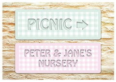 Gingham Signs in Pink & Blue Personalise & Buy at Honeymellow