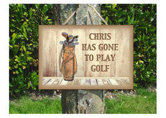 Gone to Play Golf Large Custom-Made Metal or Wood Hanging Sign at Honeymellow