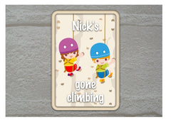 Gone Climbing Personalised Sign from Honeymellow