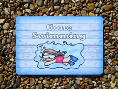 Gone Swimming Large Customised Hanging Sign at Honeymellow
