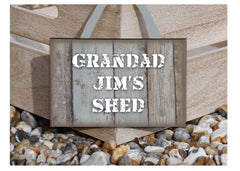 Grandad's Shed Personalised Rustic Bespoke Sign at www.honeymellow.com