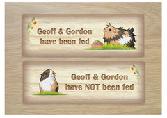 The Guinea Pigs have been fed personalised reversible hanging sign: handmade at www.honeymellow.com