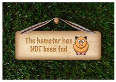 Hamster has been fed or not fed, reversible personalised pet sign handmade at www.honeymellow.com