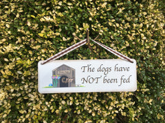 DOG HAS BEEN FED Double-Sided Personalised Sign at Honeyemllow