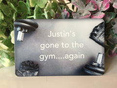 Wood or metal gym weight training sign. Add your own text at www.honeymellow.com