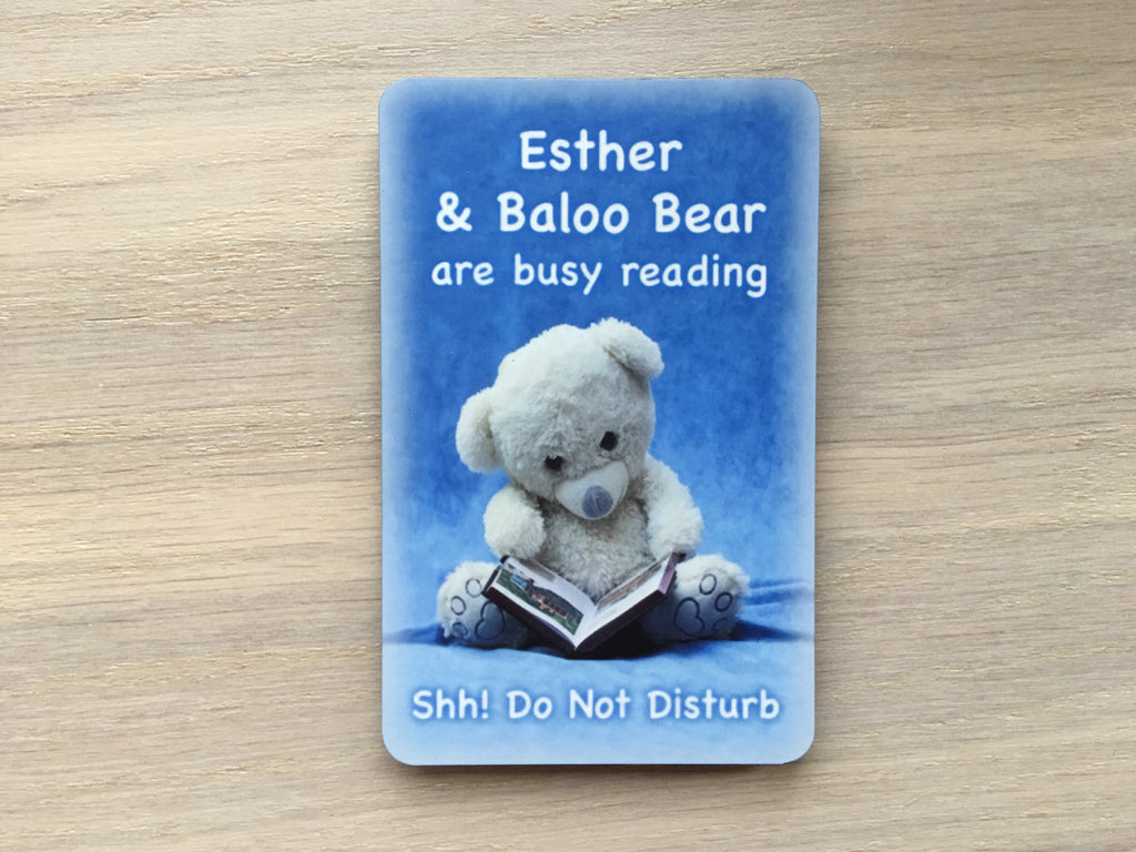 Cute Bear Busy Reading Sign Personalise with a name or your own text and hang on a door.  At www.honeymellow.com 