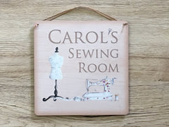 Add text to Craft or Sewing Room Door Sign in Metal at www.honeymellow.com