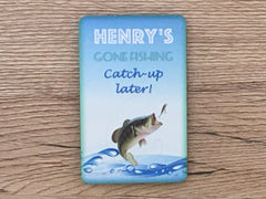 Gone fishing personalised sign in wood or metal at www.honeymellow.com
