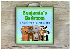 The Nursery Cheeky Animals Colourful Children's Bedroom Sign: Buy online at Honeymellow