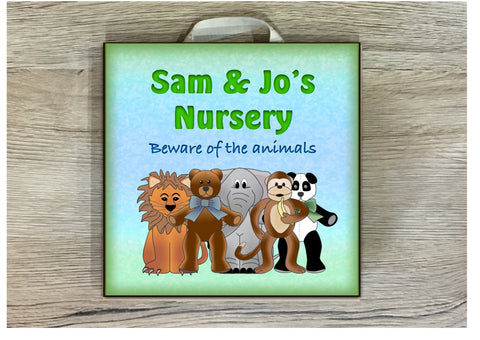 Personalise Jungle Children's Room Cheeky Animal Sign
