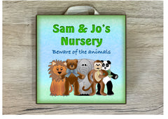 The Nursery Cheeky Animals Colourful Children's Bedroom Sign: Buy online at Honeymellow