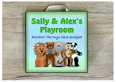The Nursery Cheeky Animals Colourful Children's Bedroom Sign: Buy online at Honeymellow